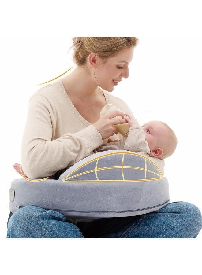 Bukela Nursing Pillow, Firm & Springy Memory Foam - Stable, Ergonomic Support & Comfort - Wider Breastfeeding Cushion, Adjustable, Removable Cover, Baby Safety Certified